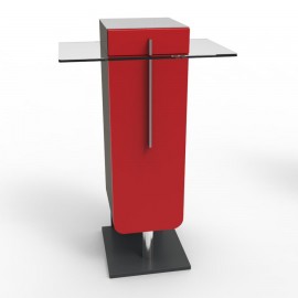 Meuble machine à café bois de couleur rouge qui convient pour des cafetières à dosettes ou cafetières traditionnelles