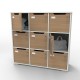 Meuble casier en bois CASEO à 9 cases en blanc et bois chêne clair qui est fabriqué en France et de qualité professionnelle